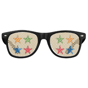 Cute Colourful Cartoon Starfish Set Retro Sunglasses