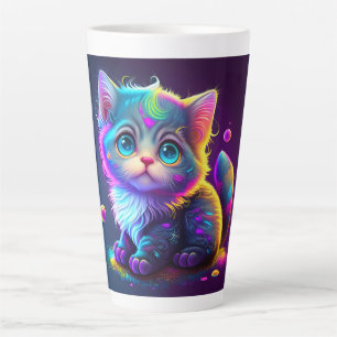 Cute Colourful Cat Digital Artwork-79827 Latte Mug