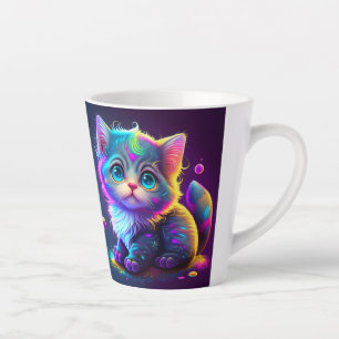 Cute Colourful Cat Digital Artwork-79827 Latte Mug