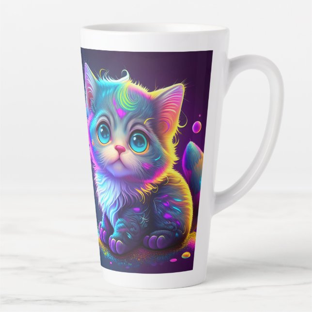 Cute Colourful Cat Digital Artwork-79827 Latte Mug (Right)