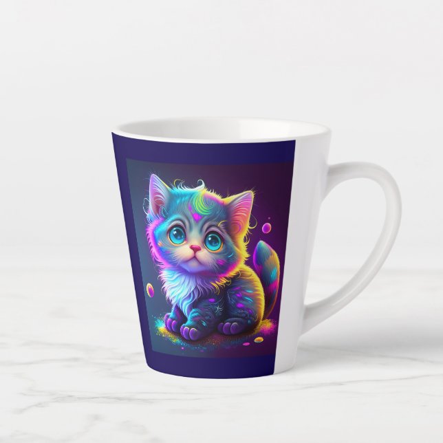 Cute Colourful Cat Digital Artwork-79827 Latte Mug (Right)