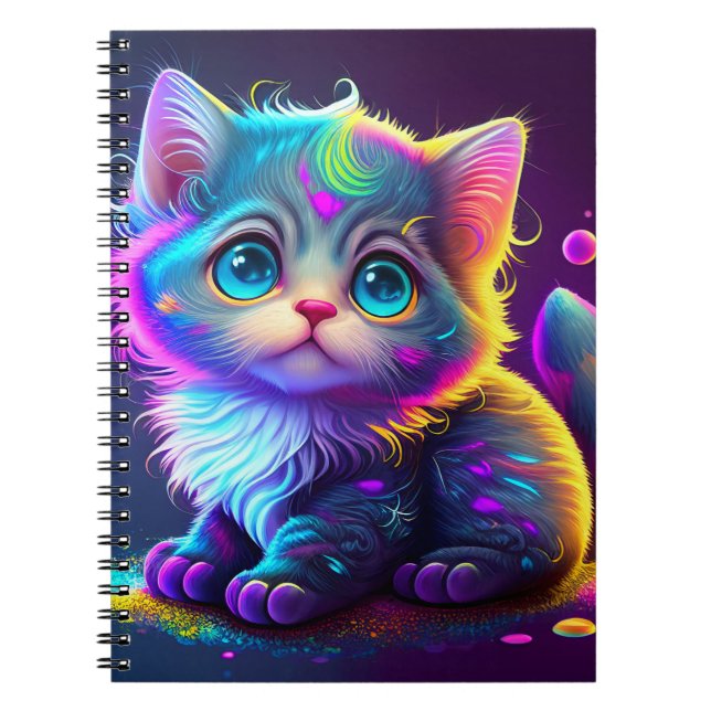 Cute Colourful Cat Digital Artwork-79827 Notebook (Front)
