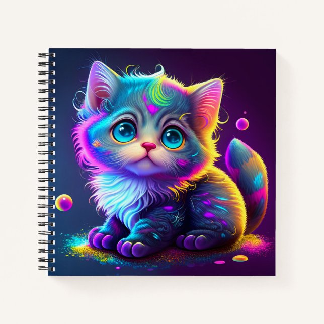 Cute Colourful Cat Digital Artwork-79827 Notebook (Front)