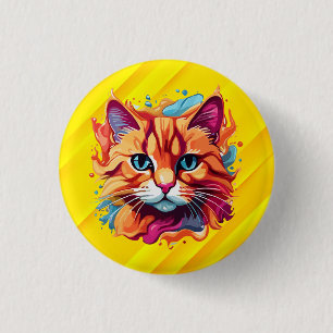 Cute Colourful Cat Face-87002 3 Cm Round Badge