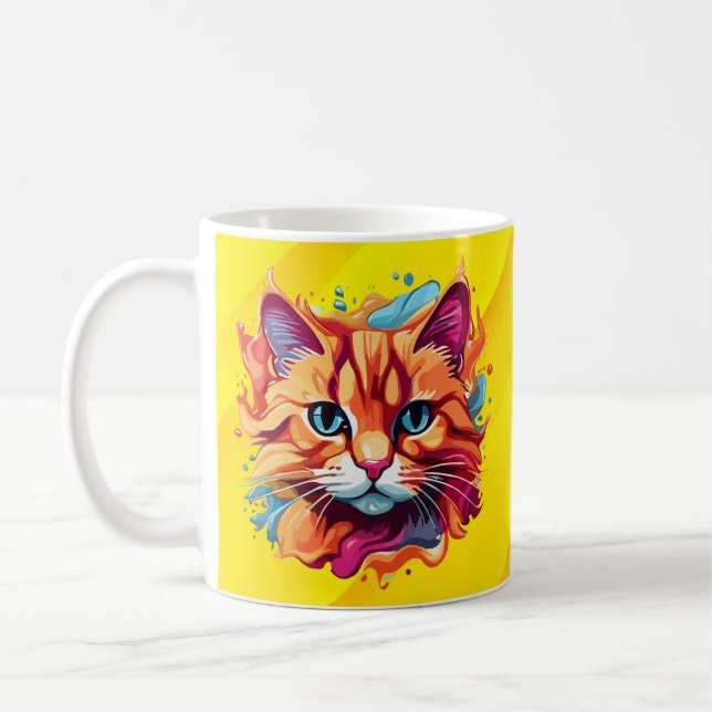 Cute Colourful Cat Face-87002 Coffee Mug (Left)