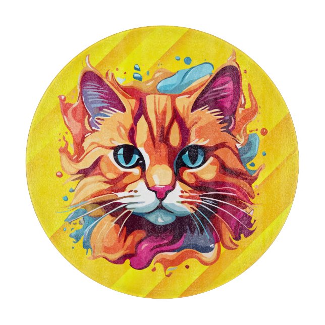 Cute Colourful Cat Face-87002 Cutting Board (Front)