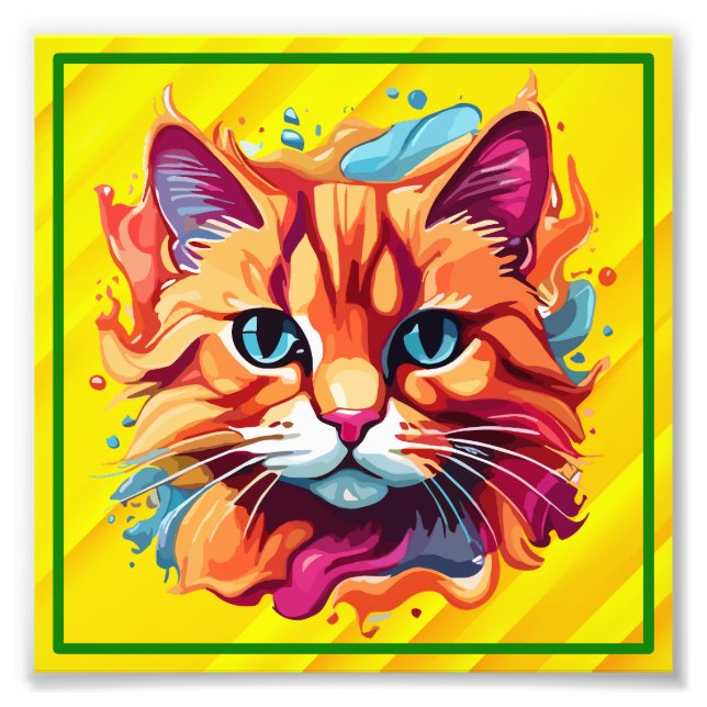 Cute Colourful Cat Face-87002 Photo Print (Front)