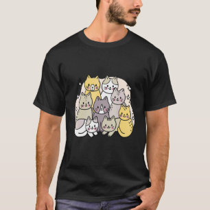 Cute Colourful Cat For Cat Multicolor Design T-Shirt