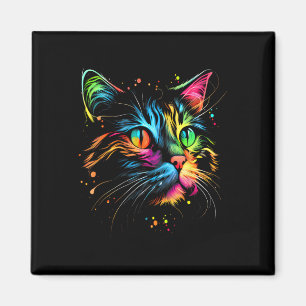 Cute Colourful Cat For Women's Girls Men Boys - Ca Magnet