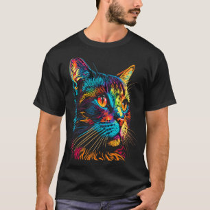 Cute Colourful Cat for Women's Girls Men Boys for T-Shirt