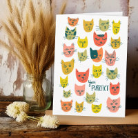 Cute colourful cat heads pattern ANNIVERSARY LOVE