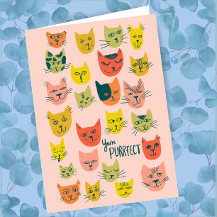 Cute colourful cat heads pattern BEST FRIENDS Card