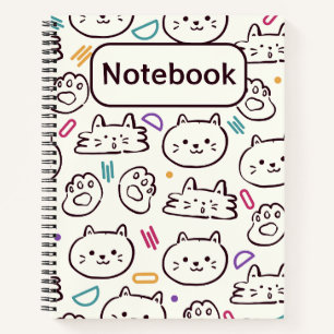 cute colourful cat kids notebook