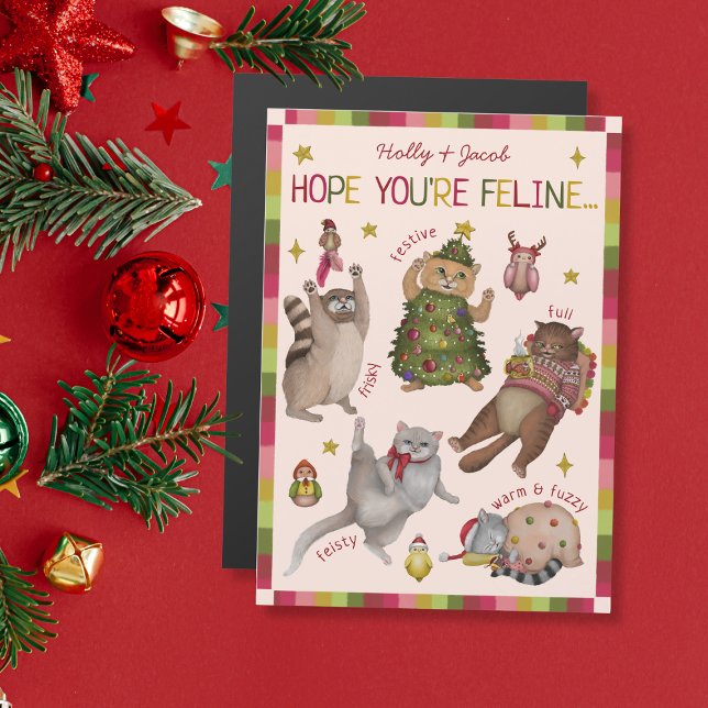 Cute Colourful Cat Lover Christmas Card Magnet (Creator Uploaded)