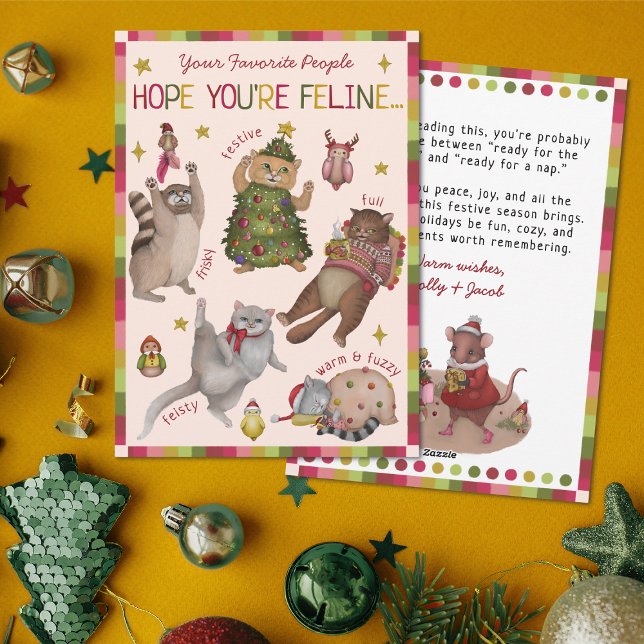 Cute Colourful Cat Lover Feeling Chart Christmas Holiday Card (Creator Uploaded)