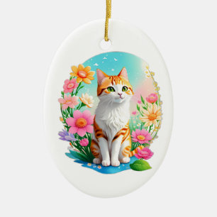 Cute Colourful Cat Ornament