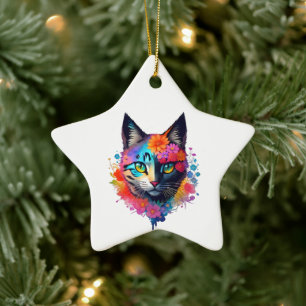Cute Colourful Cat Ornament