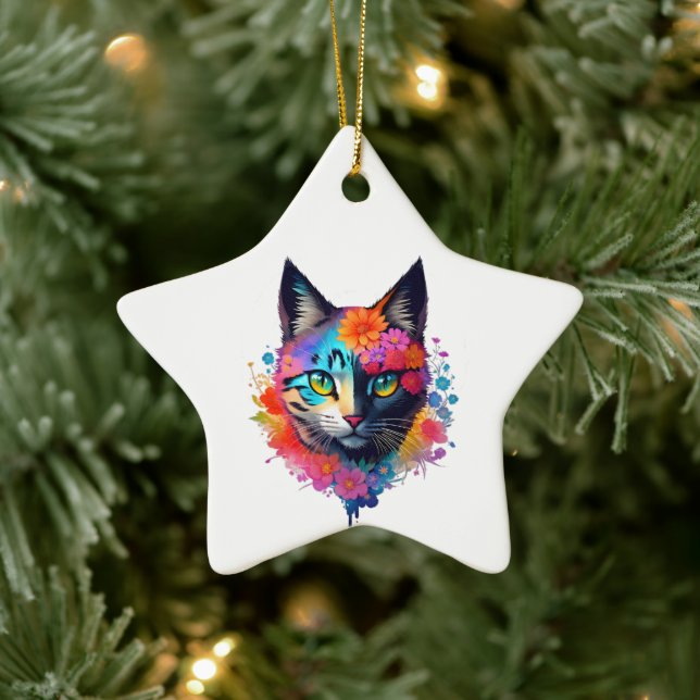 Cute Colourful Cat Ornament (Tree)
