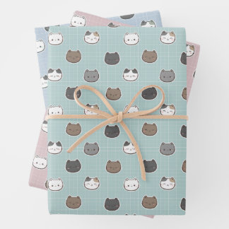 Cute Colourful Cat Pastel Colour Wrap Wrapping Paper Sheet
