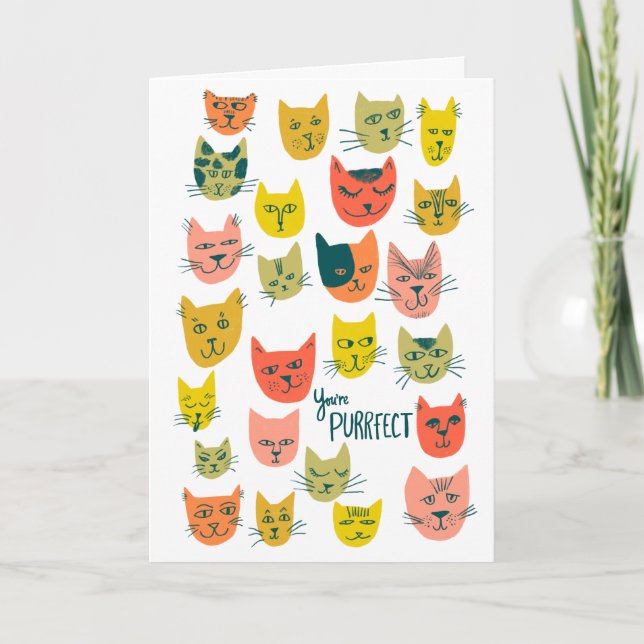 Cute colourful cat pattern HAPPY BIRTHDAY CUSTOM Card (Front)