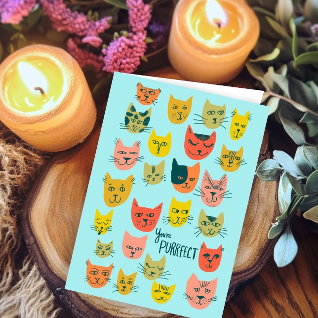 Cute colourful cat pattern HAPPY BIRTHDAY CUSTOM Card (Cute colorful cat pattern HAPPY BIRTHDAY CUSTOM Card
)