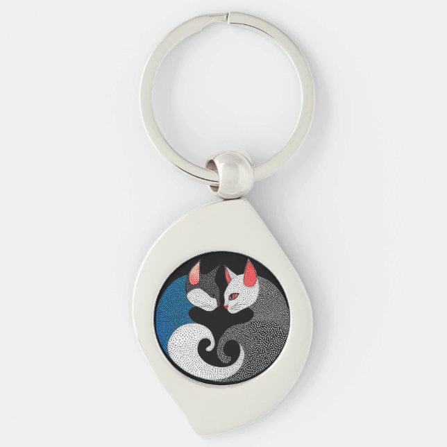 Cute colourful cats key ring (Front)
