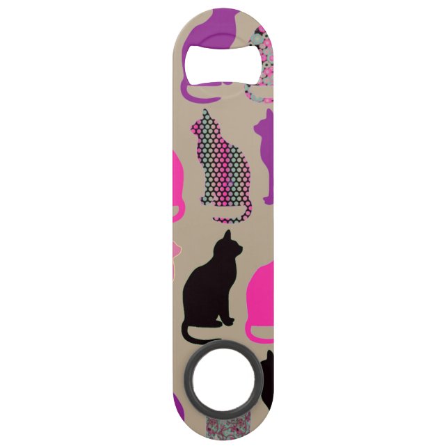 Cute Colourful Cats Pattern Bottle Opener (Front)