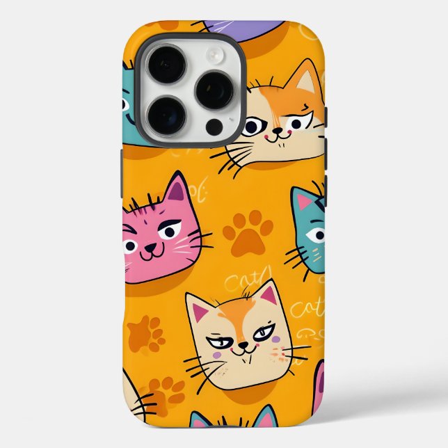 Cute & Colourful Cats Pattern iPhone Case (Back)