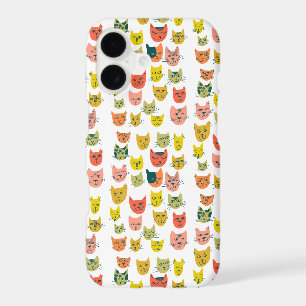 Cute colourful cats pattern on white
