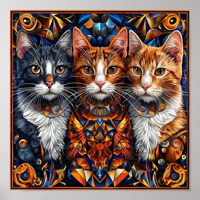 Cute colourful cats poster (Front)