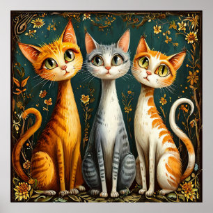 Cute colourful cats poster