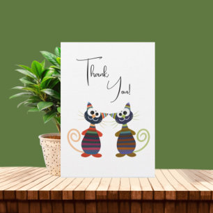 Cute colourful cats thank you card
