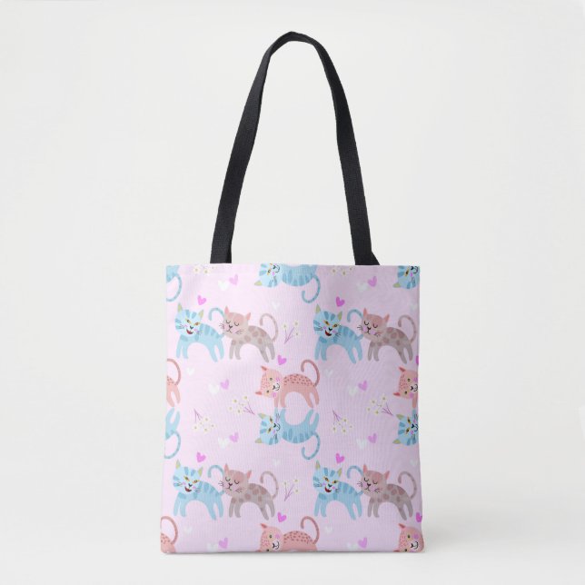 Cute Colourful Cats Tote Bag (Front)