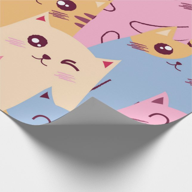 Cute Colourful Cats Wrapping Paper (Corner)