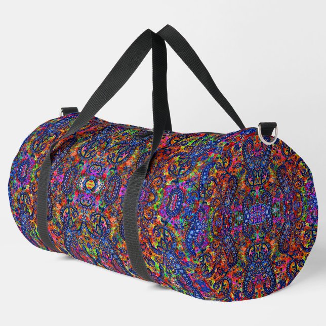 Cute colourful chakra pattern checkbook cover duffle bag (Left Corner)