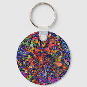 Cute colourful chakra pattern checkbook cover key ring