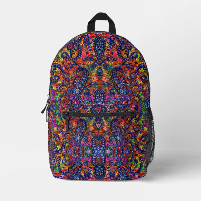 Cute colourful chakra pattern checkbook cover printed backpack (Front)