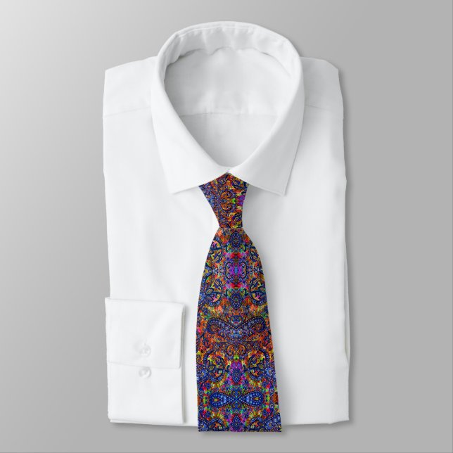 Cute colourful chakra pattern checkbook cover tie (Tied)