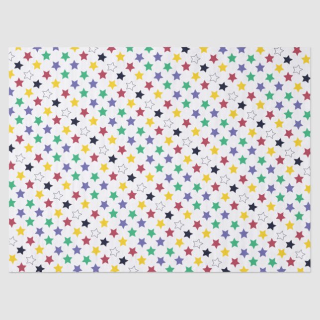 Cute Colourful Cheerful Happy Festive Star Pattern Tissue Paper (Front)