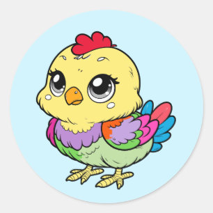 Cute Colourful Chicken Sticker – Fun Farm Art
