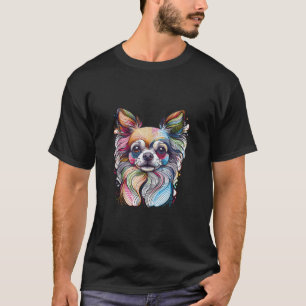 Cute Colourful Chihuahua Dog Line Drawn Puppy Love T-Shirt