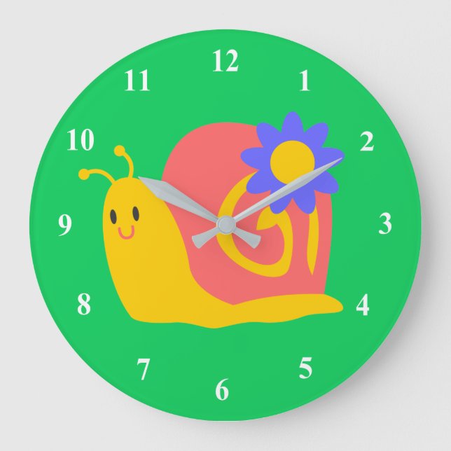 Cute colourful children's snail design large clock (Front)