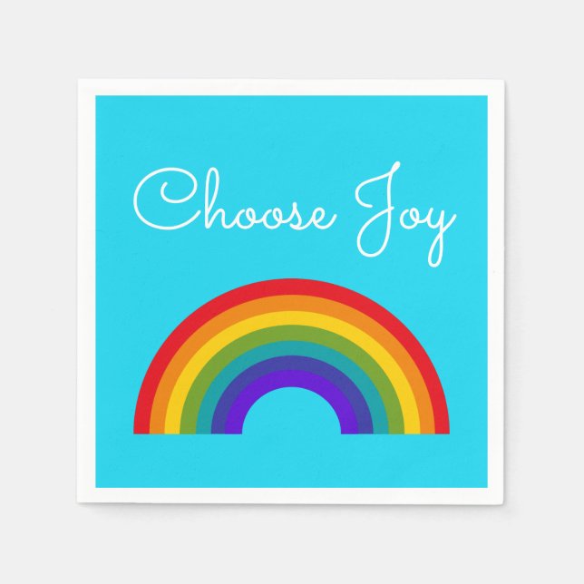 Cute Colourful Choose Joy inspirational Rainbow Napkin (Front)