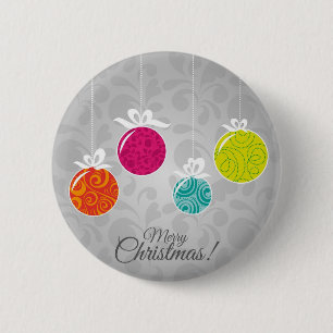 Cute colourful Christmas bauble decorations 6 Cm Round Badge