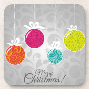 Cute colourful Christmas bauble decorations Coaster