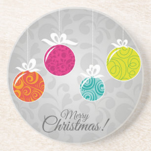 Cute colourful Christmas bauble decorations Coaster