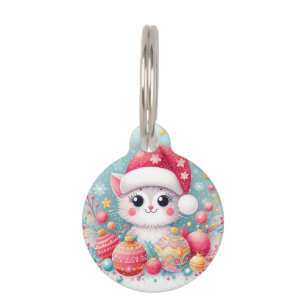 Cute, Colourful Christmas cat Pet Tag