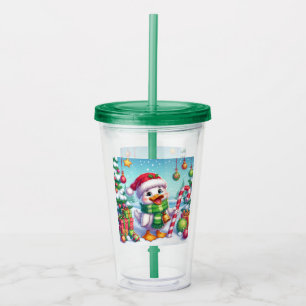 Cute Colourful Christmas duck Acrylic Tumbler