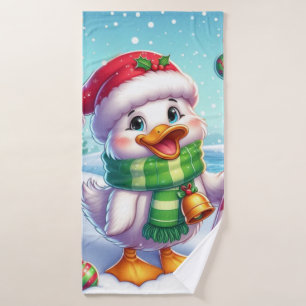 Cute Colourful Christmas duck Bath Towel