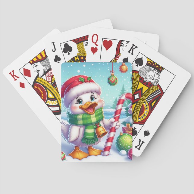Cute Colourful Christmas Duck Classic Playing Card (Back)